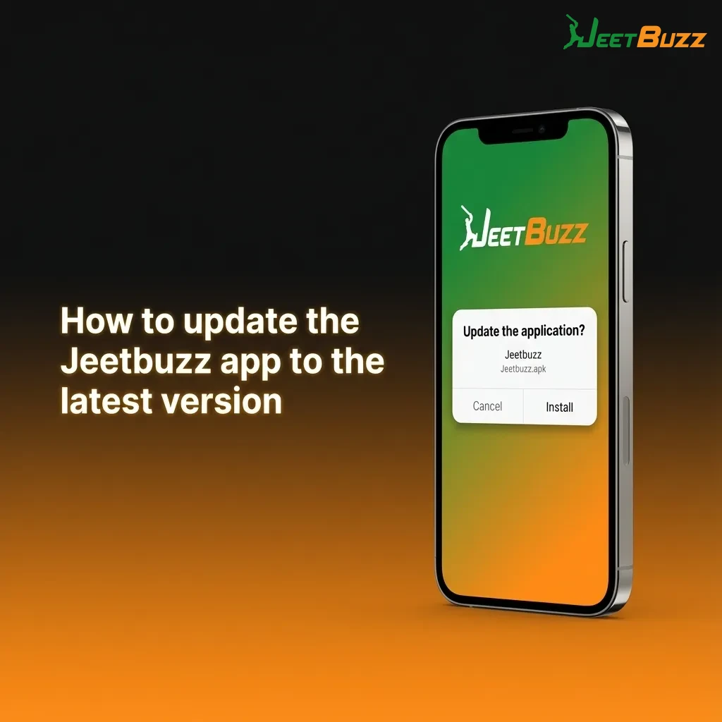 Illustration of a user updating the Jeetbuzz app on Android and iOS, downloading a new APK and refreshing the PWA.