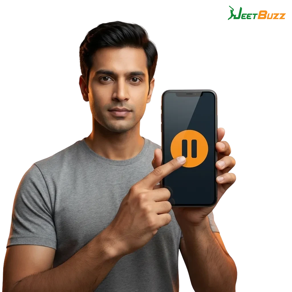 Illustration of a relaxed player using online betting responsibly with safety tools, limits, and financial protection highlighted